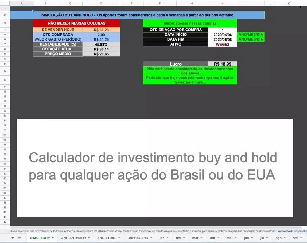 Planilha De Controle Ações Fii Dividendos Proventos Buy Hold