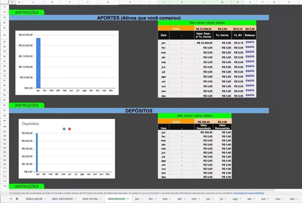 Planilha De Controle Ações Fii Dividendos Proventos Buy Hold