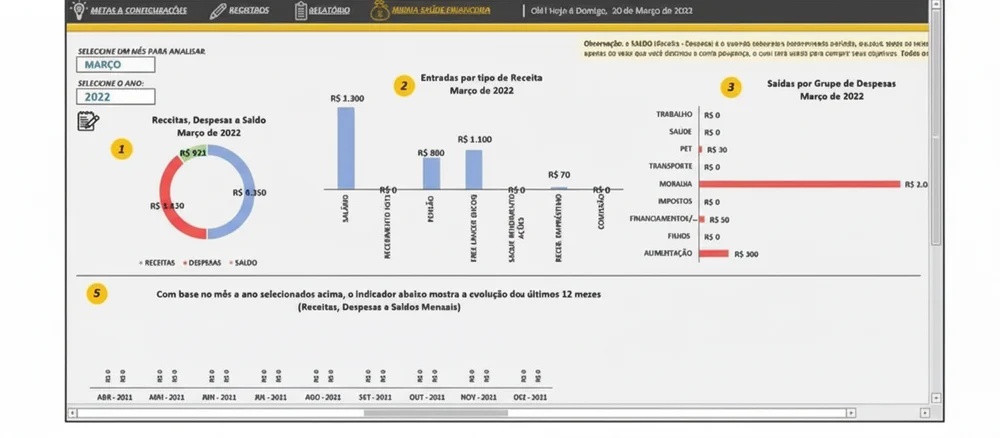 Planilha Finanças Pessoais e Gráficos