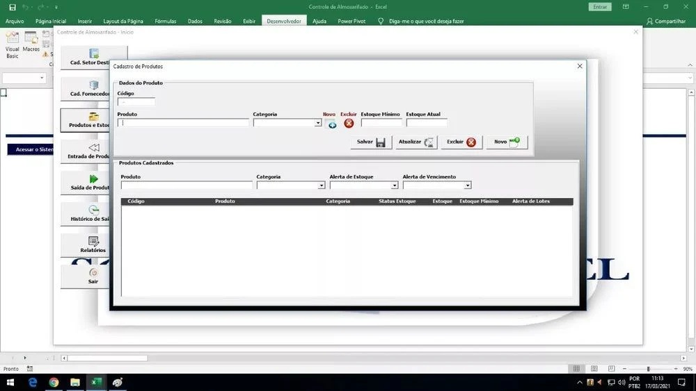 Planilha Controle De Estoque E Almoxarifado