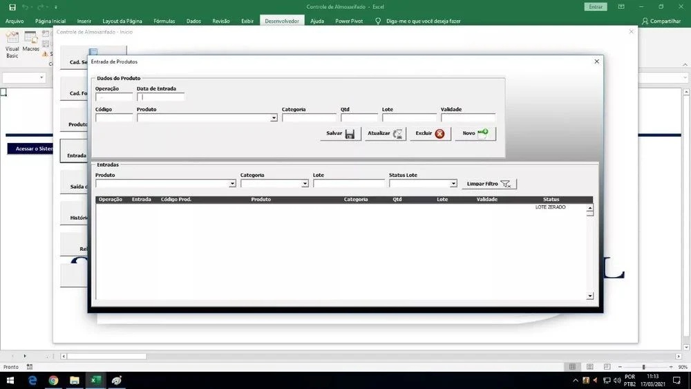 Planilha Controle De Estoque E Almoxarifado