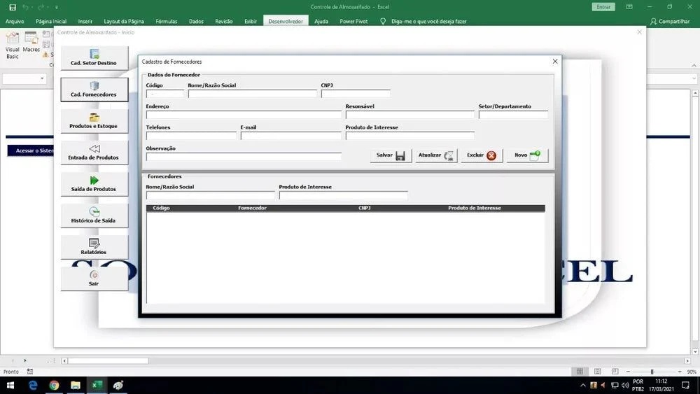 Planilha Controle De Estoque E Almoxarifado