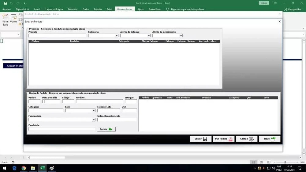 Planilha Controle De Estoque E Almoxarifado