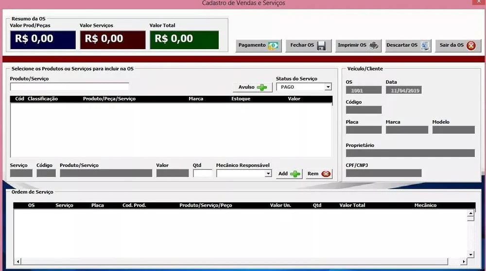 Sistema Para Oficinas Mecânicas Feito Em Excel