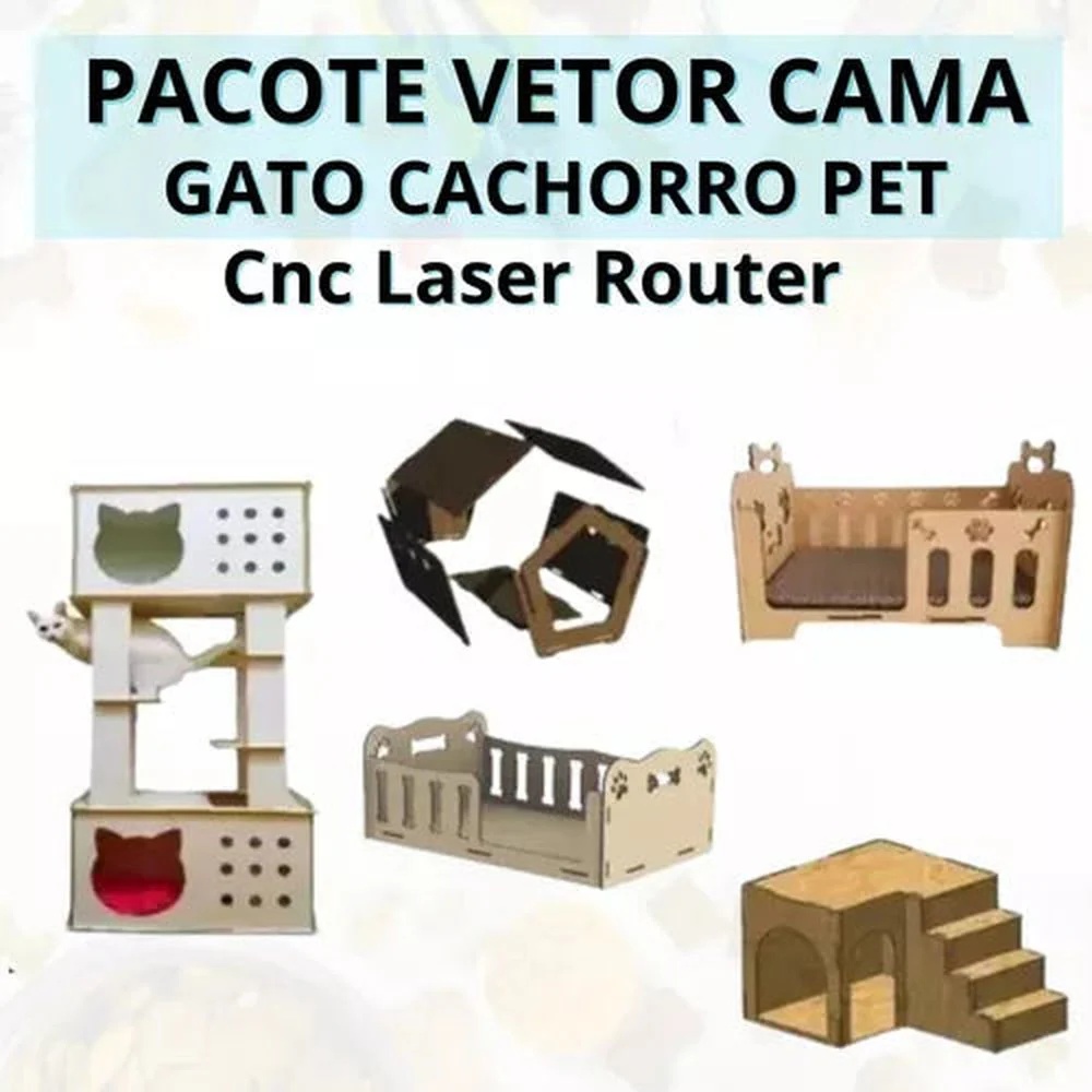 Pacote Vetor Cama / Casa Gato Cachorro Pet Cnc Laser Router