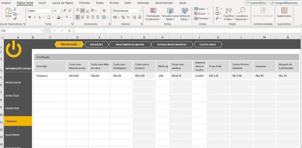 Planilha De Negócios Para Pet Shop/Business