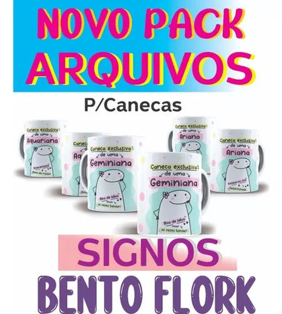 Pacote Arquivos Digitais Impressão Bento Flork Signos