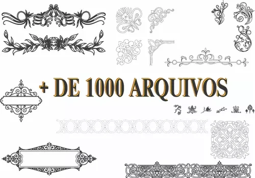 Pacote +1000 Vetores Molduras Formas Diversas Arabescos Cnc