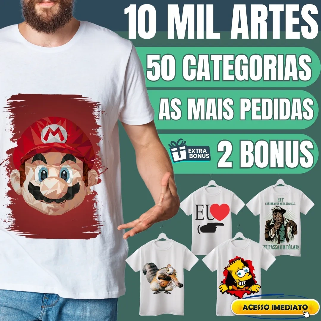 Pacote 10 Mil Estampas Camisas Categorizadas Mais Brindes