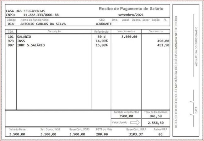 Modelo Holerite Comprovante De Renda Editável