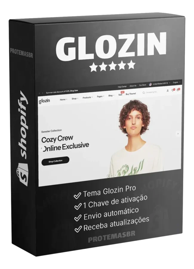 Tema Glozin Shopify Atualizado + Chave De Ativação E Bônus
