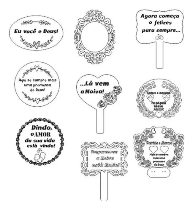 Vetor Placa Decorativa Para Casamento – Cnc – Laser / Router