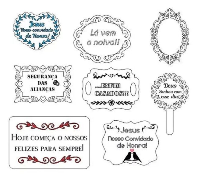Vetor Placa Decorativa Para Casamento – Cnc – Laser / Router