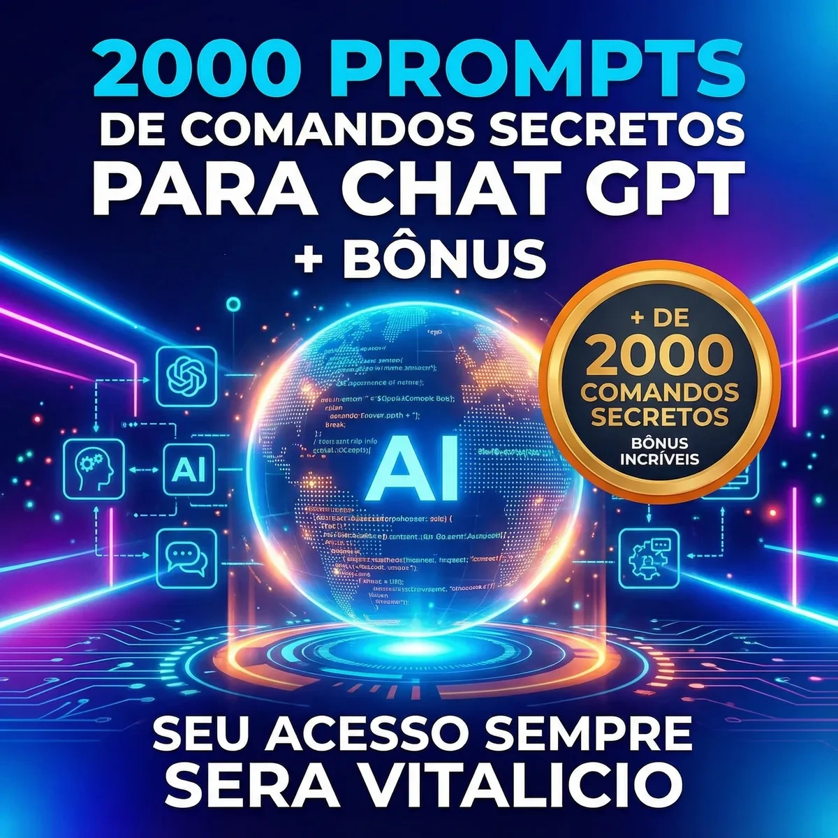 Pack 2000 Prompt De Comandos Secretos Para Chat Gpt + Bônus