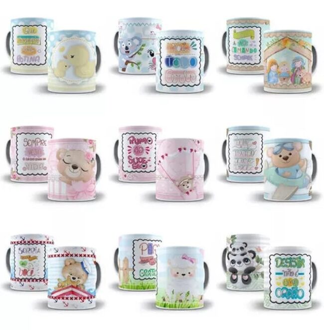 Estampas Caneca Frases Motivacionais Fofas Cute Psd Editável