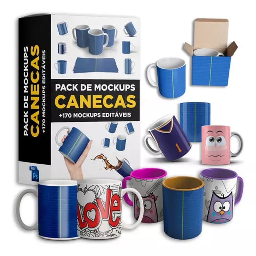 Pack De Mockups De Canecas Editáveis