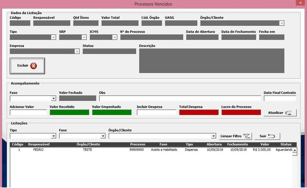 Sistema De Controle De Licitações E Certidões + Cot. De Preços