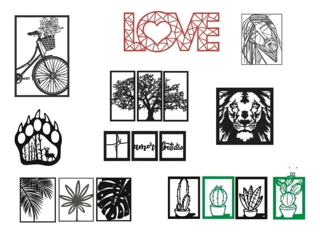 Pacote Vetores Quadros Painel Vazado Corte Cnc Laser Router