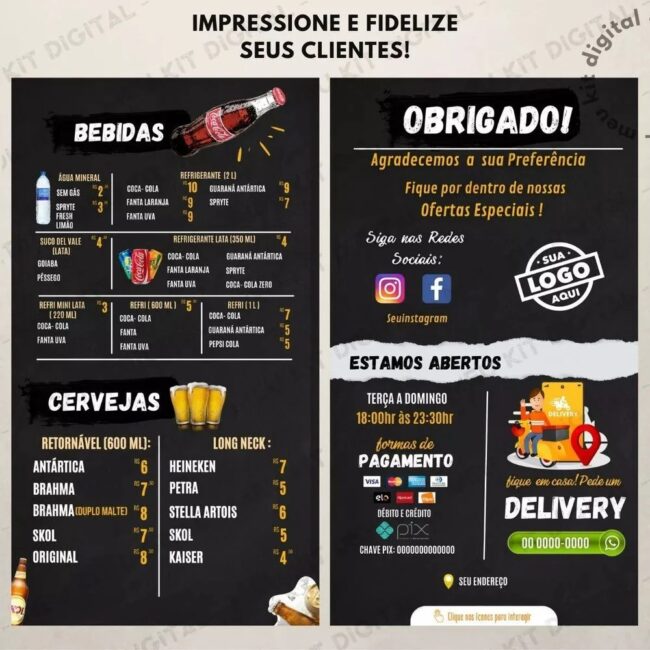 Cardápio Digital Lanchonete/ Pizzaria (Editável No Celular)
