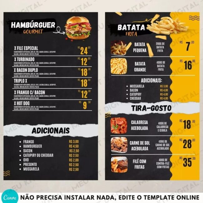 Cardápio Digital Lanchonete/ Pizzaria (Editável No Celular)