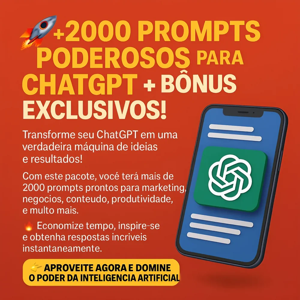 Pack 2000 Prompts Chat Gpt + Curso Bônus Completo Chat Gpt