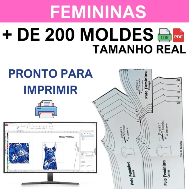 Pacote 200 Moldes Roupas Fitness