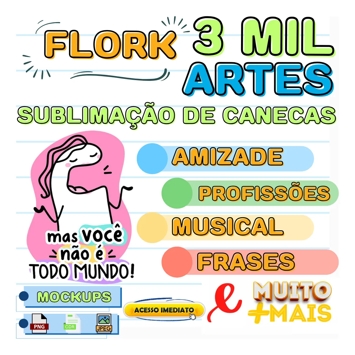 Pack De Artes Flork Bento +3000 Artes Para Canecas
