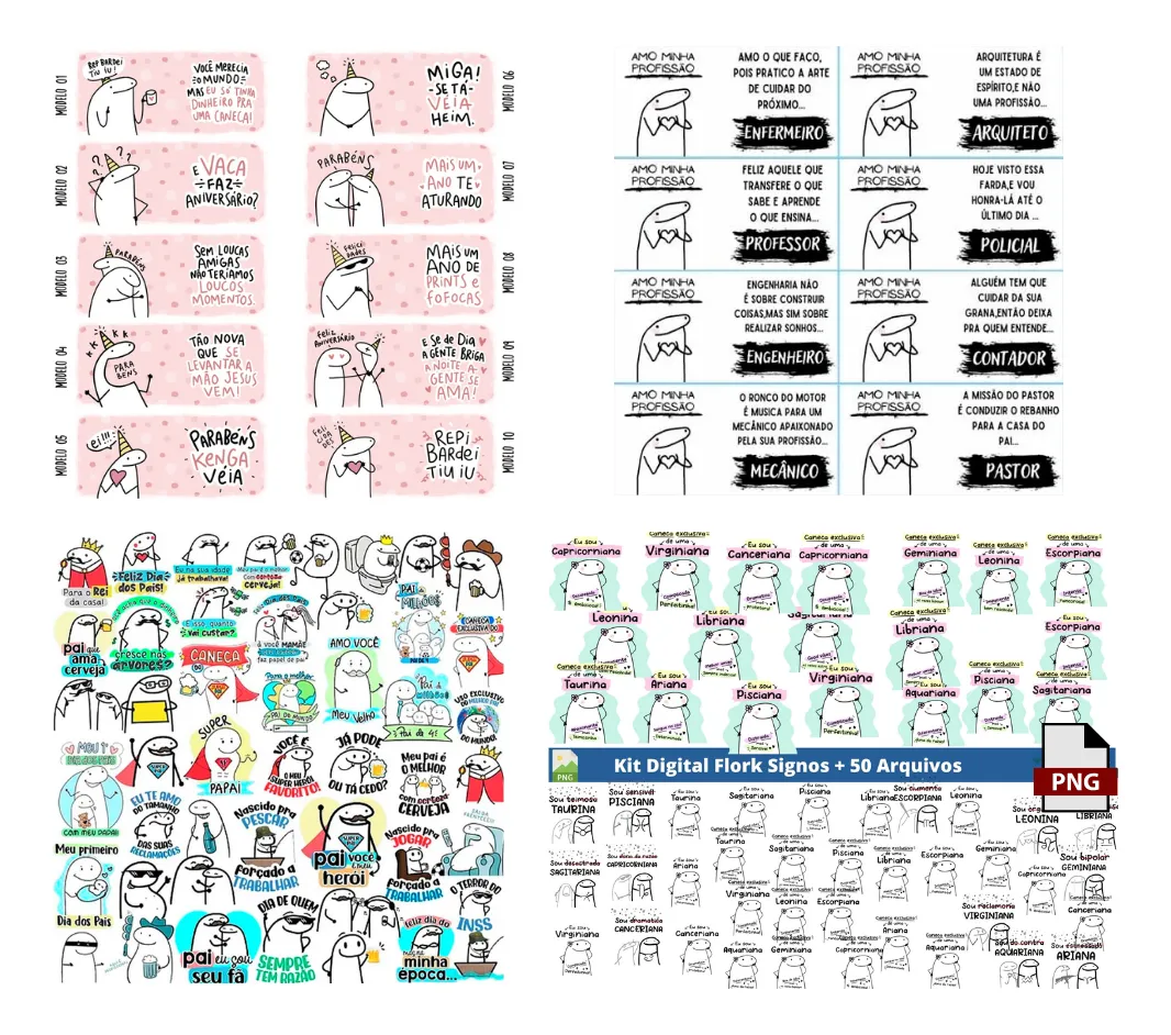 Pack De Artes Flork Bento +3000 Artes Para Canecas