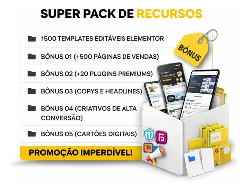 Pack Completo 1500 Templates Editáveis Elementor + Bônus