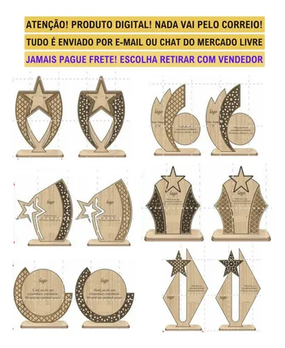 Combo Vetores 67 Troféus Corte Laser Dxf Cdr Mdf + Brindes
