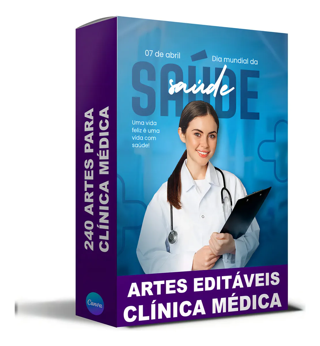 Pack 240 Artes Editáveis no Canva Clínicas Médicas Formato Digital