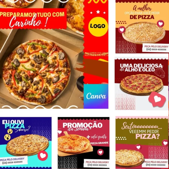Mega Pack 500 Pizzaria Canva + 7 Mil Arquivos Canva Bônus