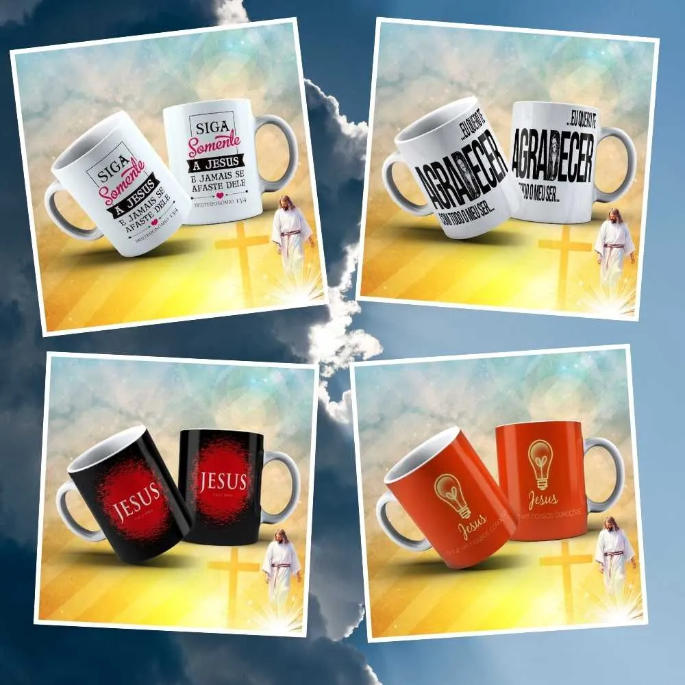 +300 Artes Gospel Para Canecas | Sublimação Cristã