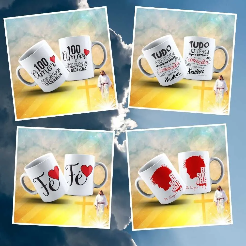 +300 Artes Gospel Para Canecas | Sublimação Cristã
