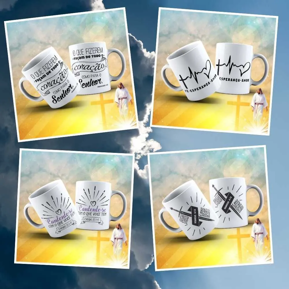 +300 Artes Gospel Para Canecas | Sublimação Cristã