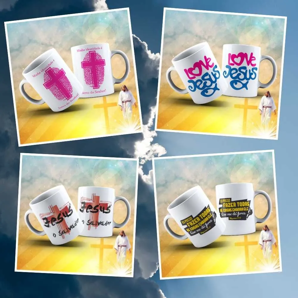 +300 Artes Gospel Para Canecas | Sublimação Cristã
