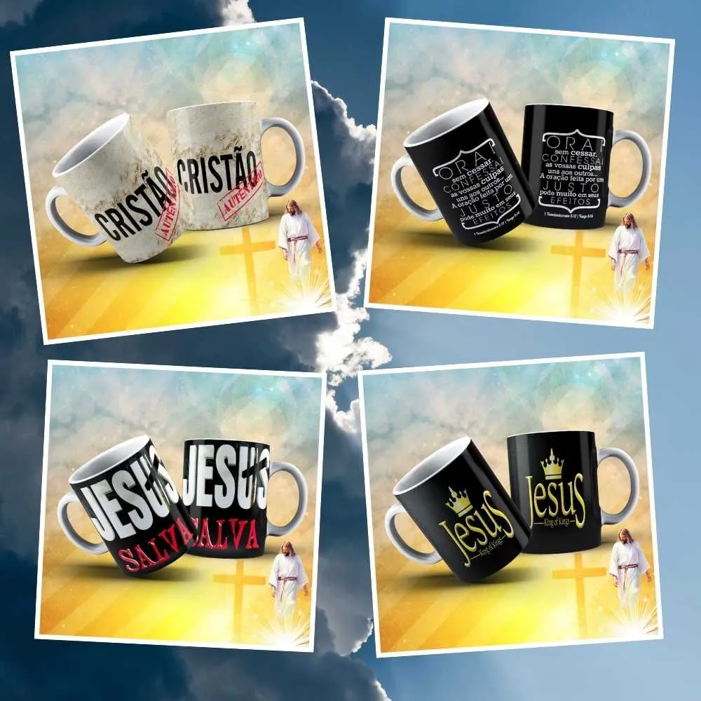 +300 Artes Gospel Para Canecas | Sublimação Cristã