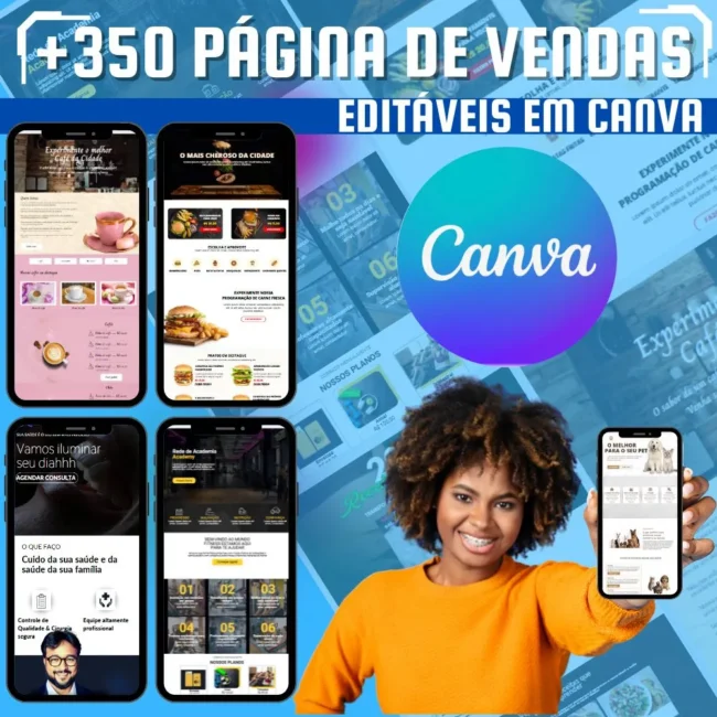 +350 Landig Page Paginas De Vendas Editavel Canva + Bonus