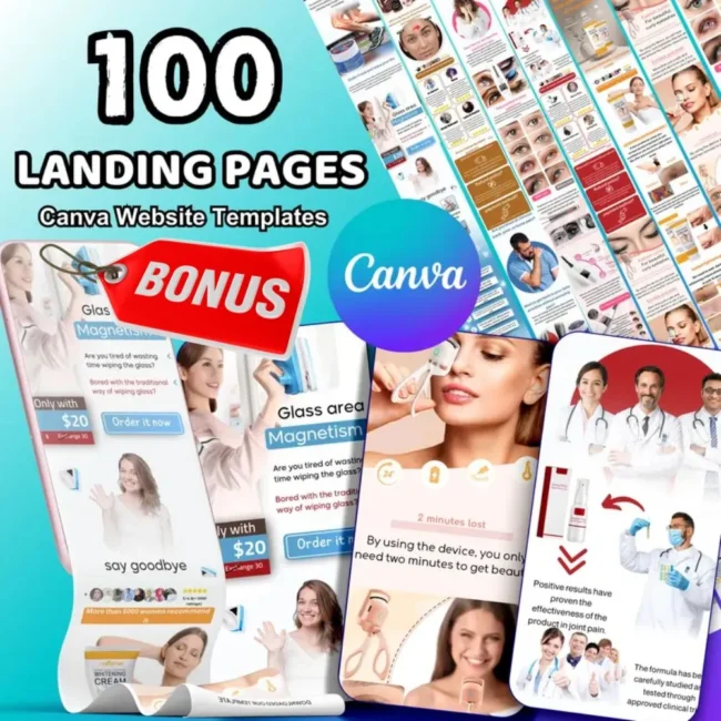 +350 Landig Page Paginas De Vendas Editavel Canva + Bonus