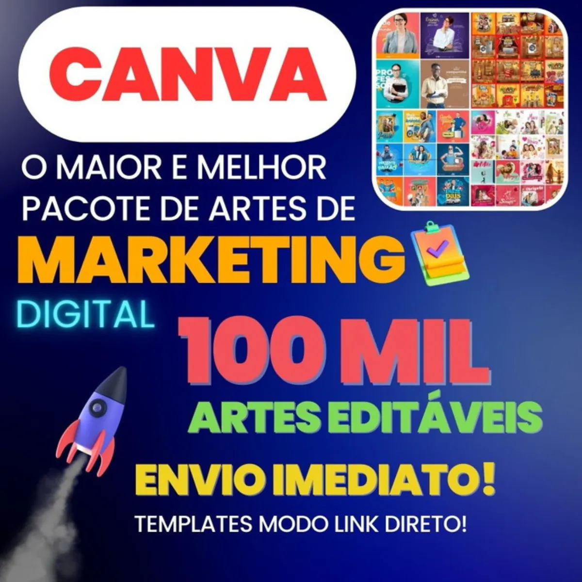 Pack Canva: +100 Mil Artes Editáveis ( Links 100% On ) + Gif