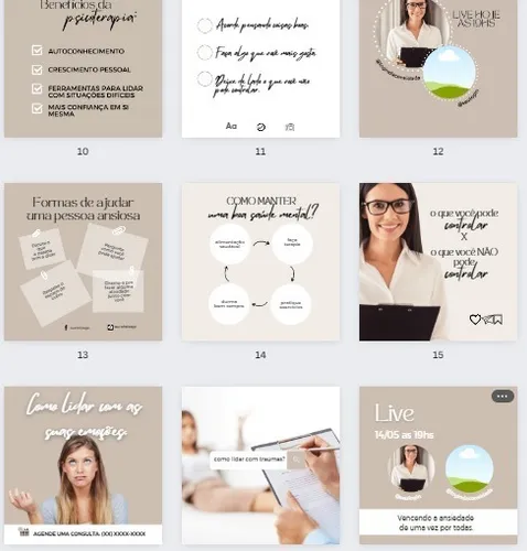 Pack Canva Psicologa Templates Editavéis - 100 Artes
