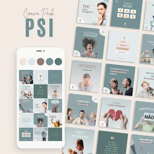 Pack Canva Psicologa Templates Editavéis – 100 Artes