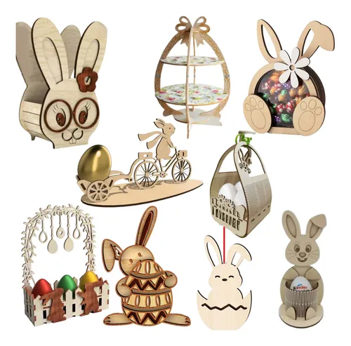 Arquivos Vetores Páscoa Coelhos Combo Corte Laser + Brindes