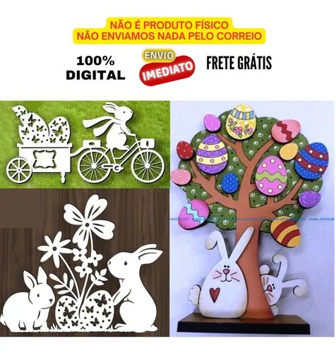 Arquivos Vetores Páscoa Coelhos Combo Corte Laser + Brindes