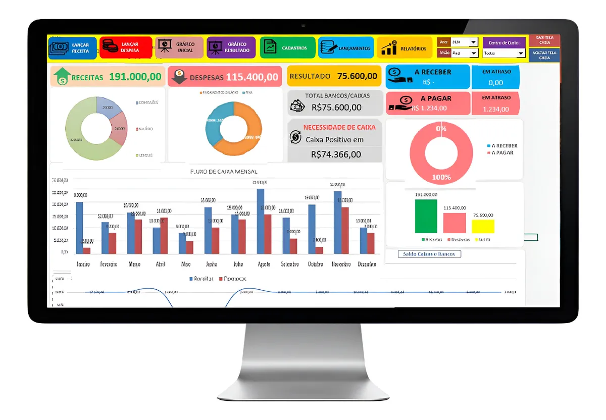 Controle Financeiro Fluxo Caixa 8Mil Planilhas