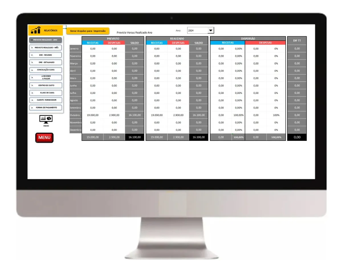 Controle Financeiro Fluxo Caixa 8Mil Planilhas