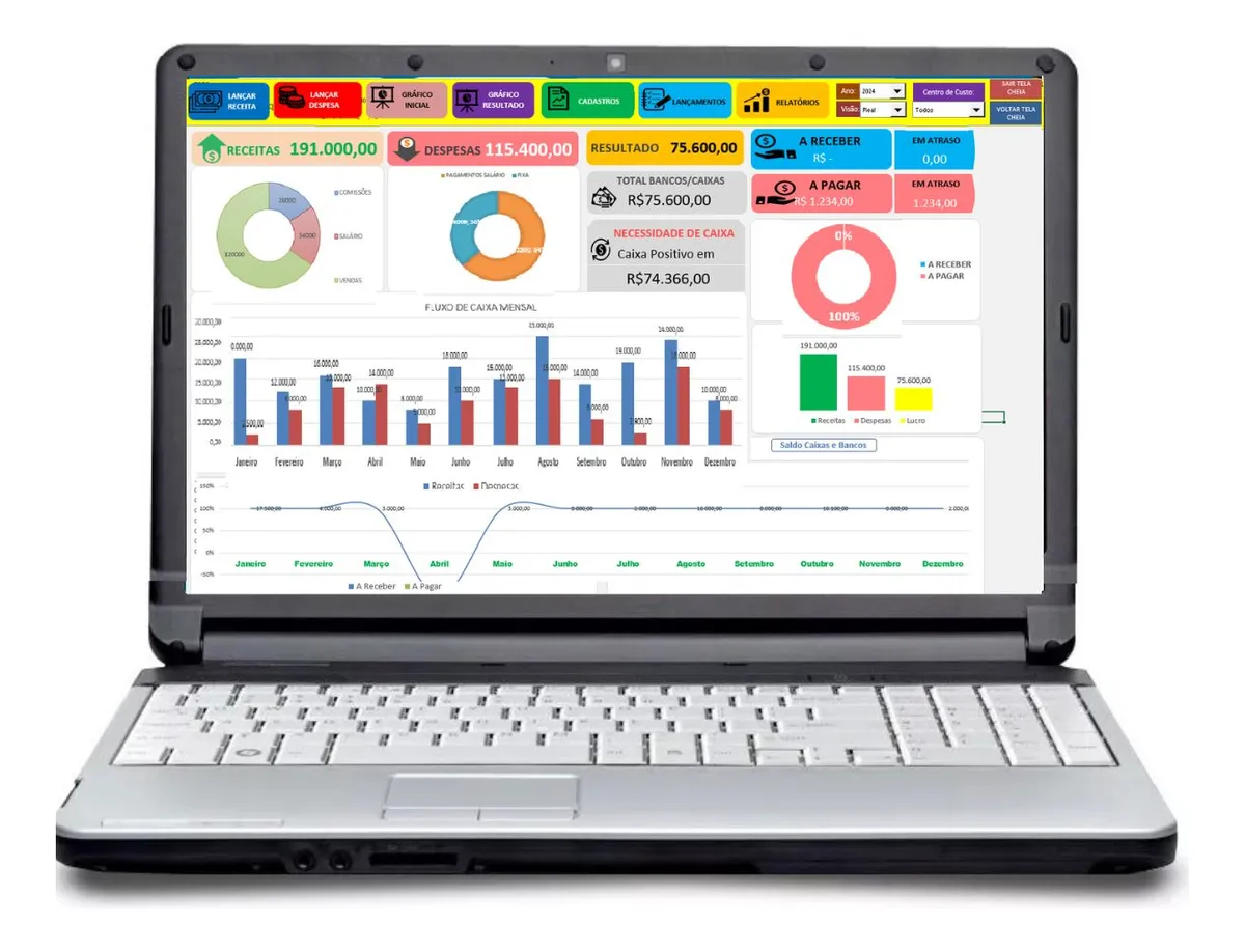 Controle Financeiro Fluxo Caixa 8Mil Planilhas
