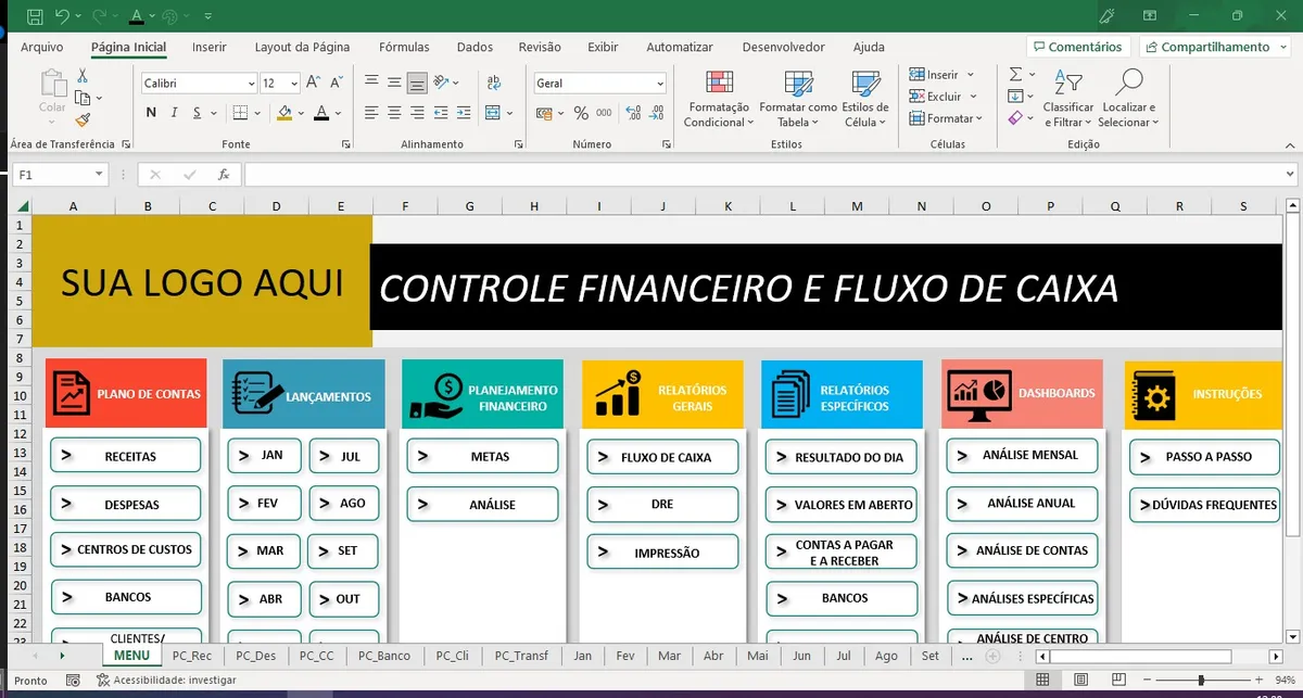 Controle Financeiro Fluxo Caixa Completo