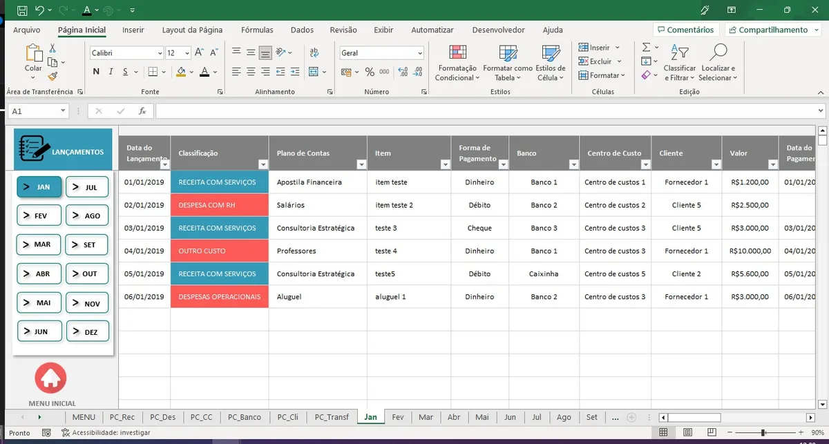 Controle Financeiro Fluxo Caixa Completo