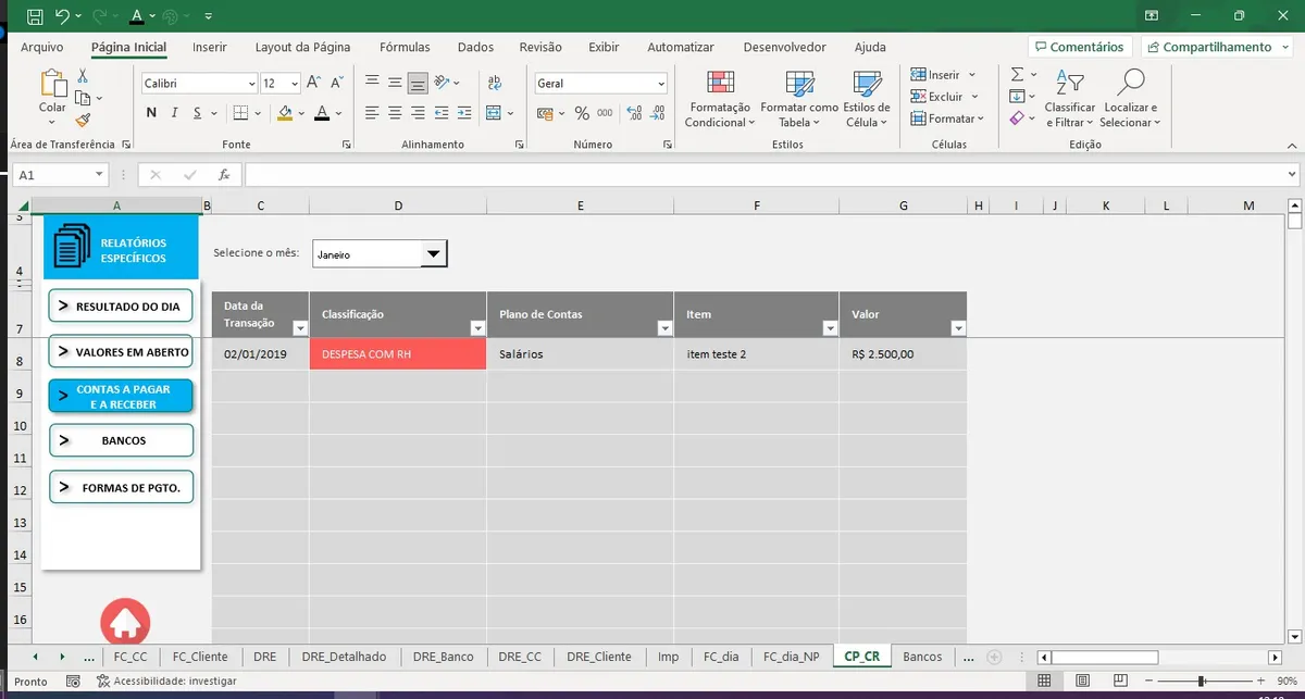 Controle Financeiro Fluxo Caixa Completo